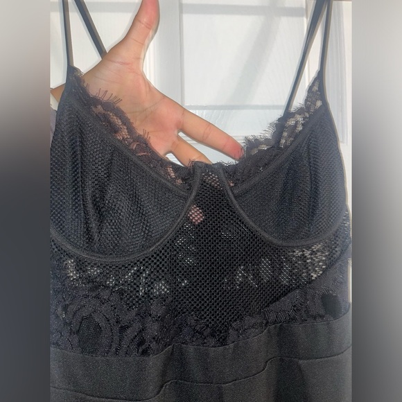 NWOT SEXY REVAMPED Black Lace Sheer Jumpsuit with Wide Leg, SZ S - Picture 7 of 8